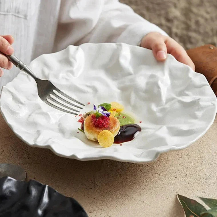 Ocean Wave Serving Bowl Ceramic Porcelain Handcrafted Dinnerware for Kitchen Dining Room Coastal Table Decor Salad Soup | Thomler