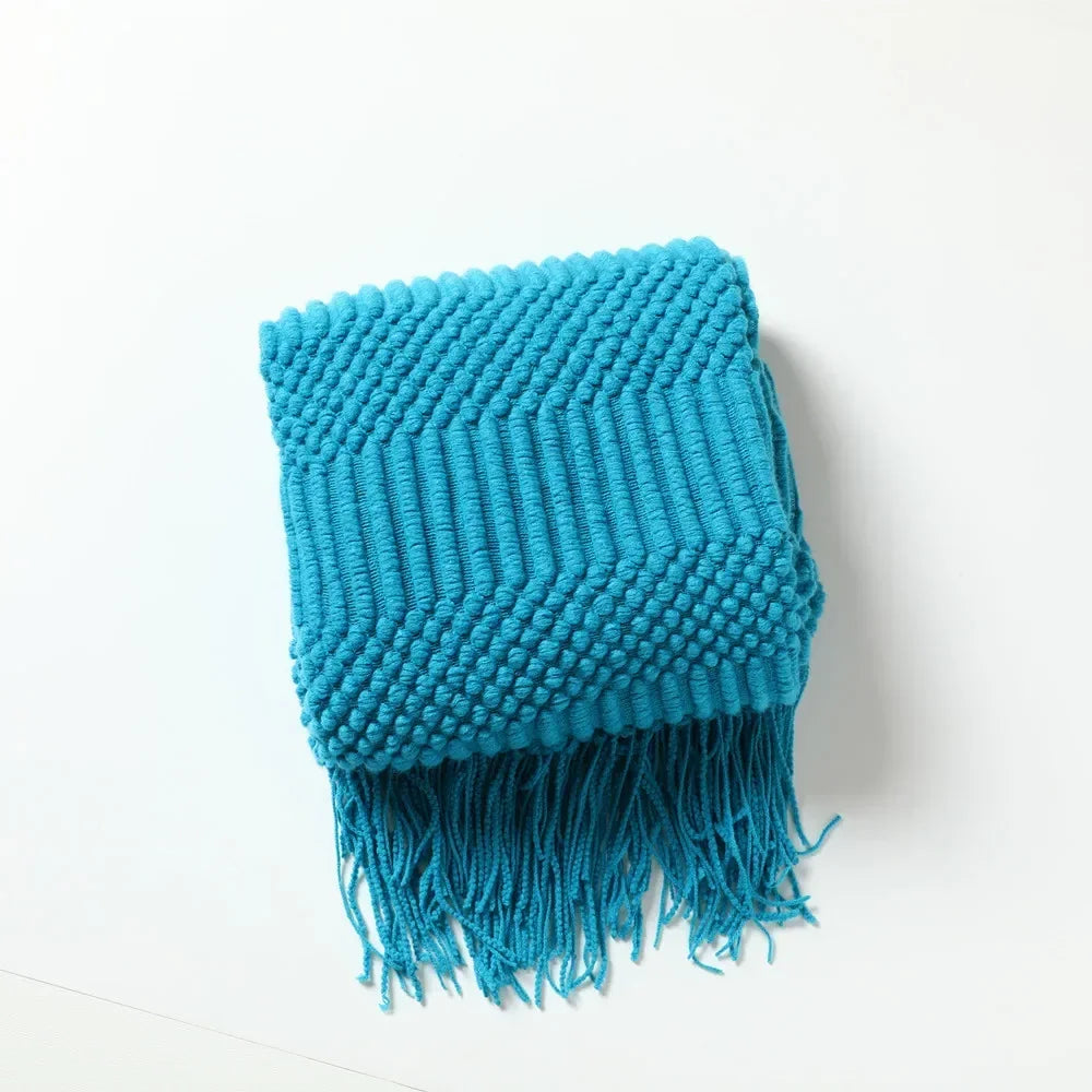 Chunky Knit Throw Blanket – Cozy Acrylic Sofa & Bed Cover for Living Room & Bedroom