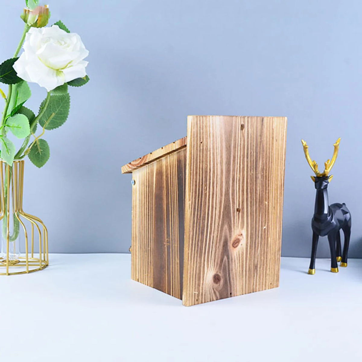 Wooden Bird Nest Box 8.7 in with Side Access Door for Outdoor Hanging Garden Backyard Patio Wildlife Habitat Natural Wood Shelter for Small | Thomler