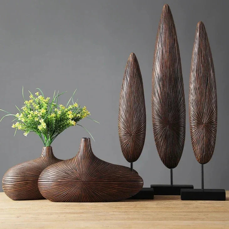 Sculptural Faux-Wood Vase for Floral Displays & Statement Décor, Medium 14 in & Large 20 in, Textured Organic Design for Living Room, Bedroo | Thomler
