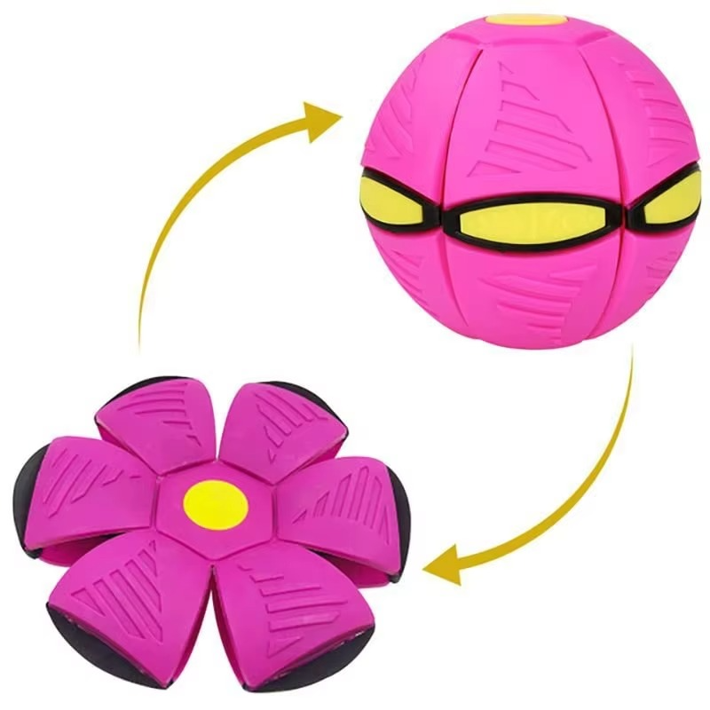 Dual-Shape-Flugball, der sich beim Aufprall von einer Scheibe in eine Kugel verwandelt