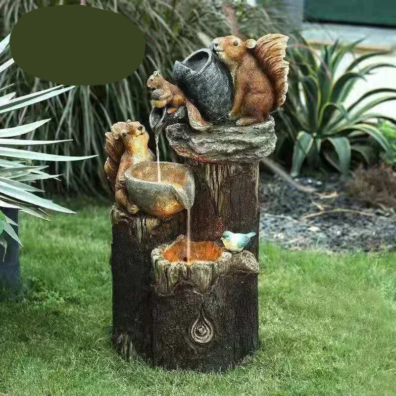 Solar-Powered Duck & Squirrel Garden Statue with LED Lights – Weather-Resistant Resin Outdoor Figurine for Patio & Yard