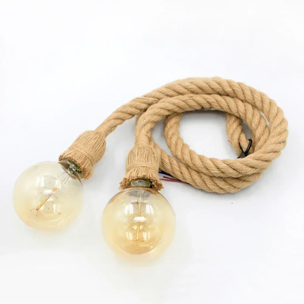 Rope Hanging Light Fixture E27 Socket Industrial Farmhouse Style for Kitchen Island Dining Room Bedroom Adjustable Cord Edison Bulb Compatib | Thomler