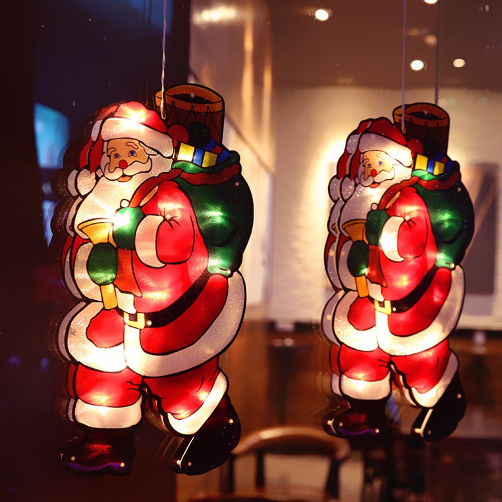 Battery-Operated LED Window Hanging Decoration – Holiday Silhouettes with Flash & Steady Modes