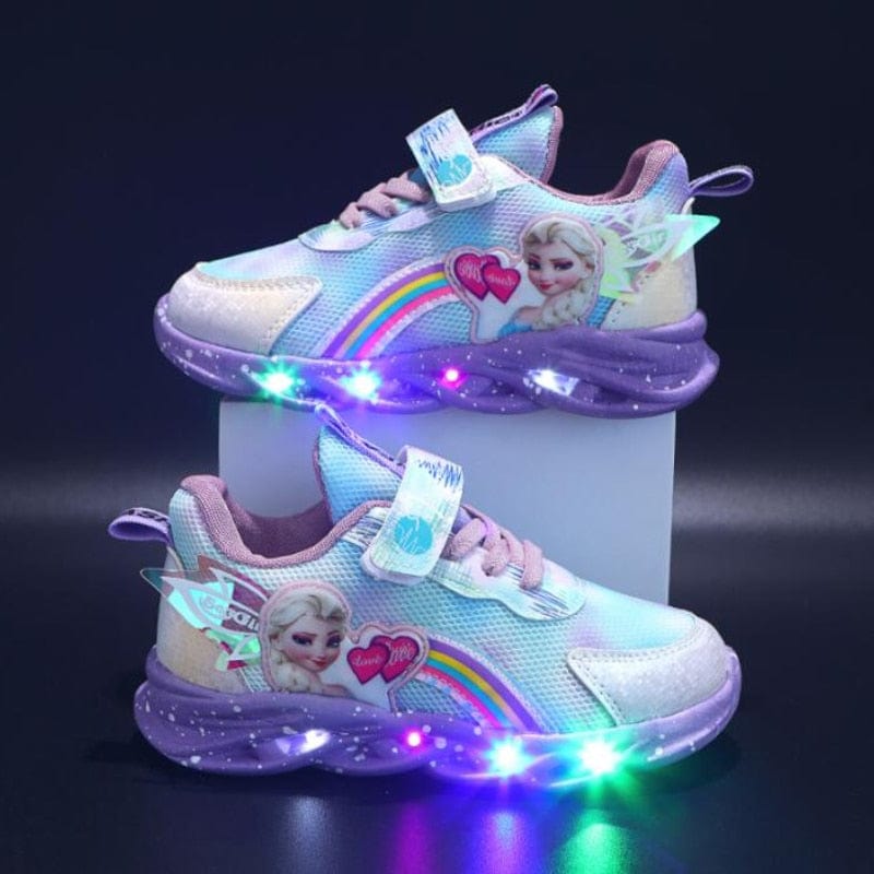 Girls Light-Up Sneakers with Rainbow Glitter and LED Soles for School, Play, and Active Wear | Thomler