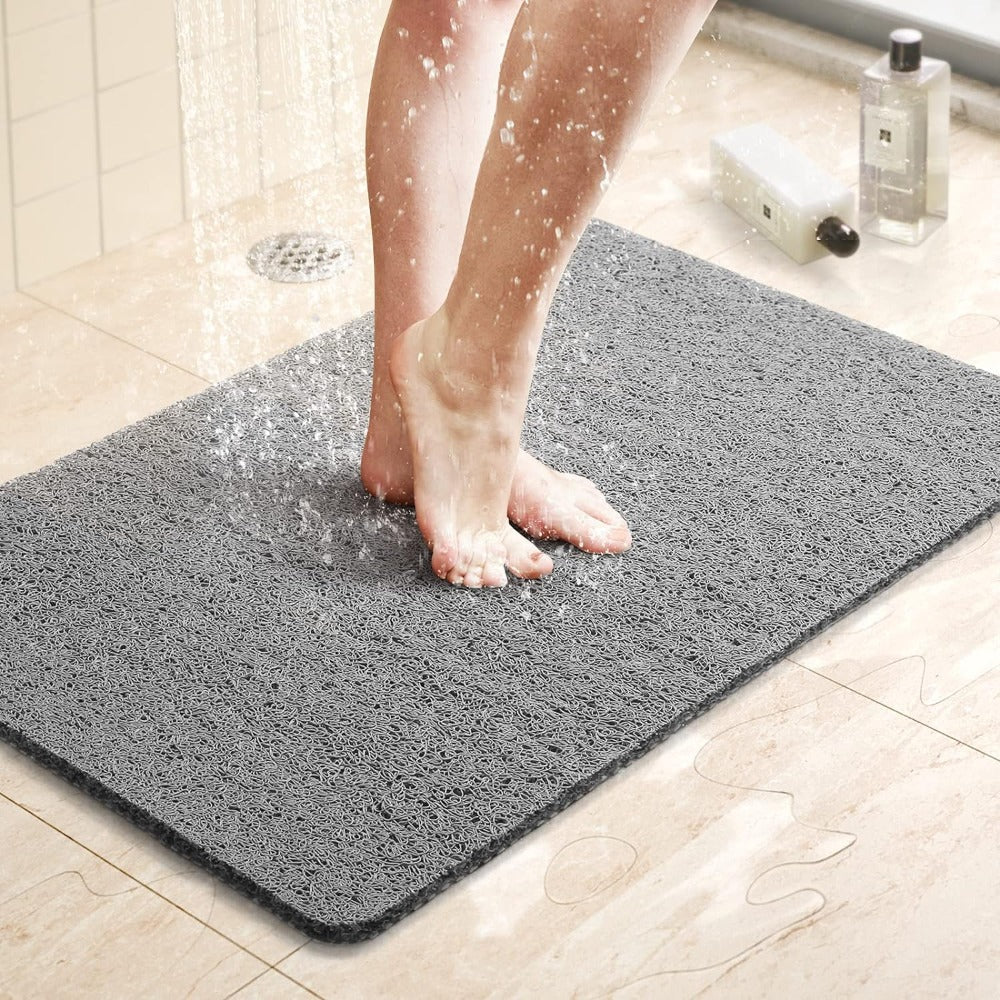 Non-Slip Shower Mat with Antimicrobial Protection for Bathroom Safety Gray White Yellow | Thomler