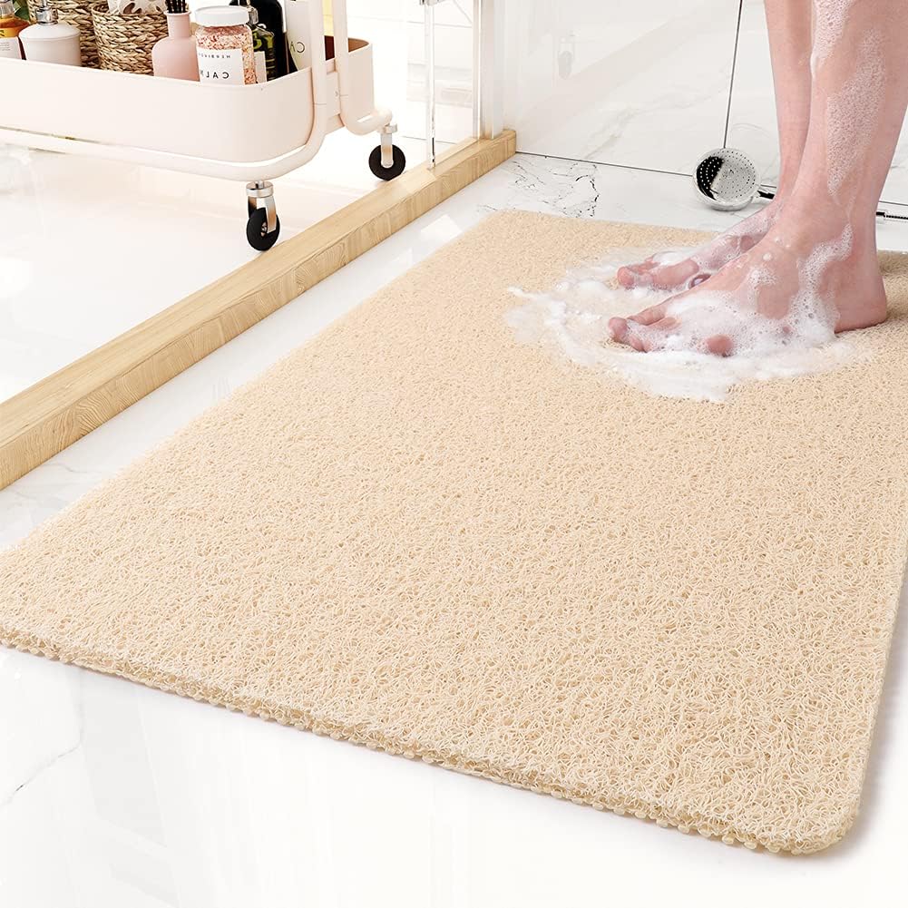 Non-Slip Shower Mat with Antimicrobial Protection for Bathroom Safety Gray White Yellow | Thomler