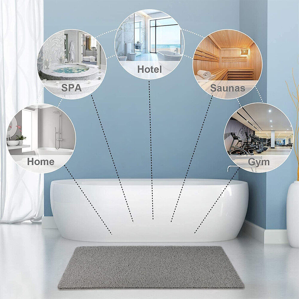 Non-Slip Shower Mat with Antimicrobial Protection for Bathroom Safety Gray White Yellow | Thomler