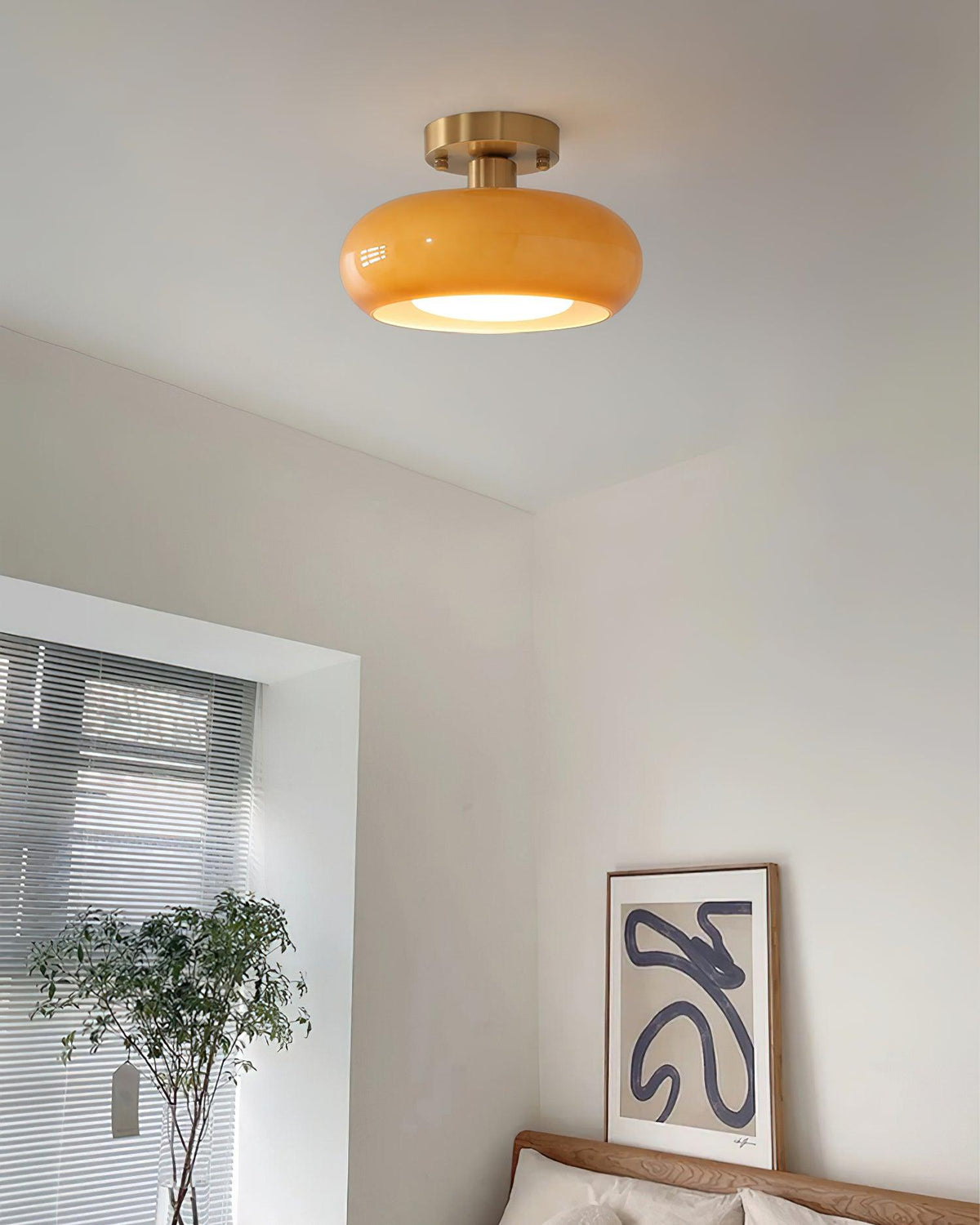 Flush Mount Dome Light Fixture 11 in Wide Gold Metal & Tri-Color Glass for Bathroom Kitchen Hallway Covered Porch E26 Base Vintage Inspired | Thomler