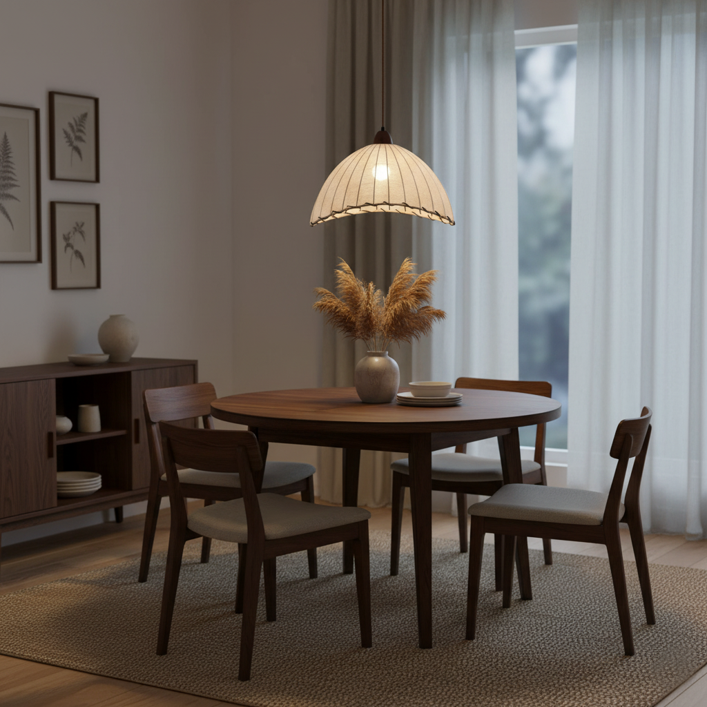 Stoffen koepelplafondlamp wit 14 inch geribbelde schulprand hanglamp voor eetkamer slaapkamer verstelbare hoogte vintage modern E26 fitting | Thomler