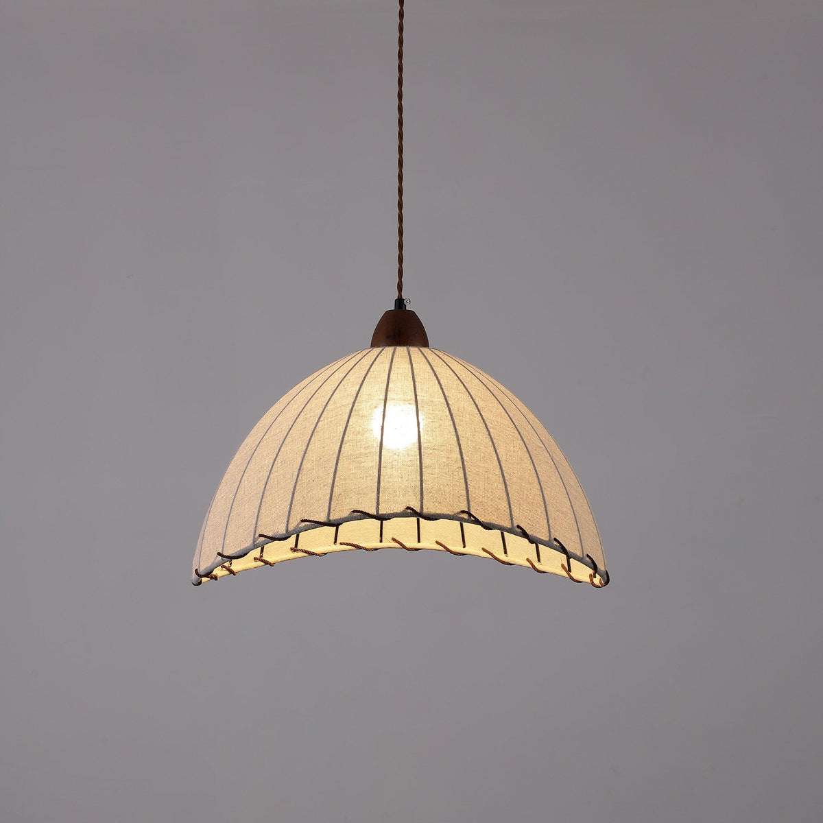 Stoffen koepelplafondlamp wit 14 inch geribbelde schulprand hanglamp voor eetkamer slaapkamer verstelbare hoogte vintage modern E26 fitting | Thomler