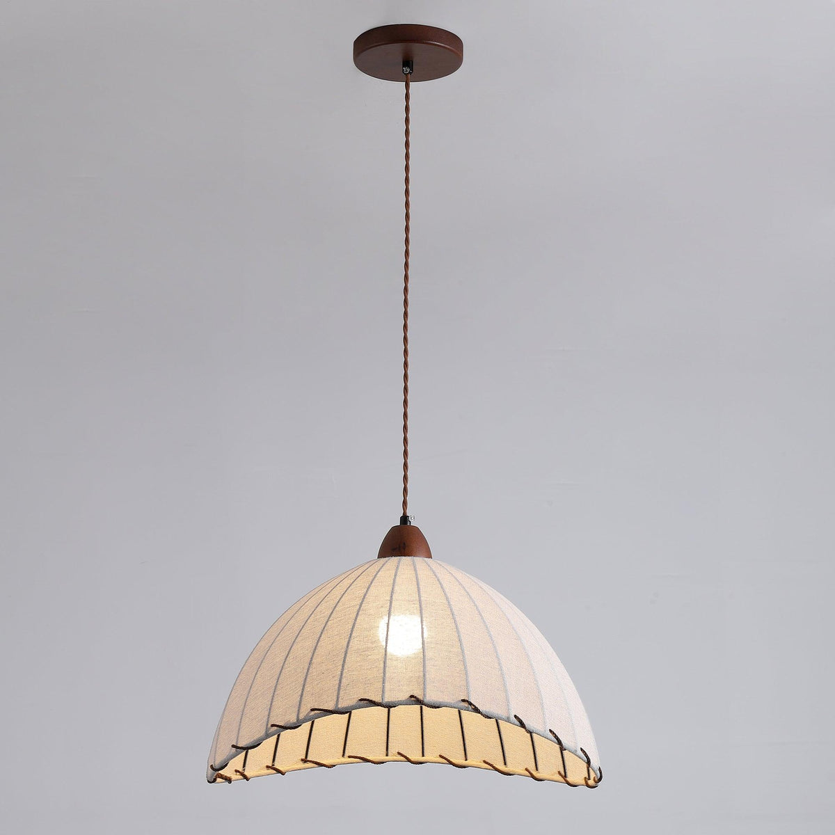 Stoffen koepelplafondlamp wit 14 inch geribbelde schulprand hanglamp voor eetkamer slaapkamer verstelbare hoogte vintage modern E26 fitting | Thomler