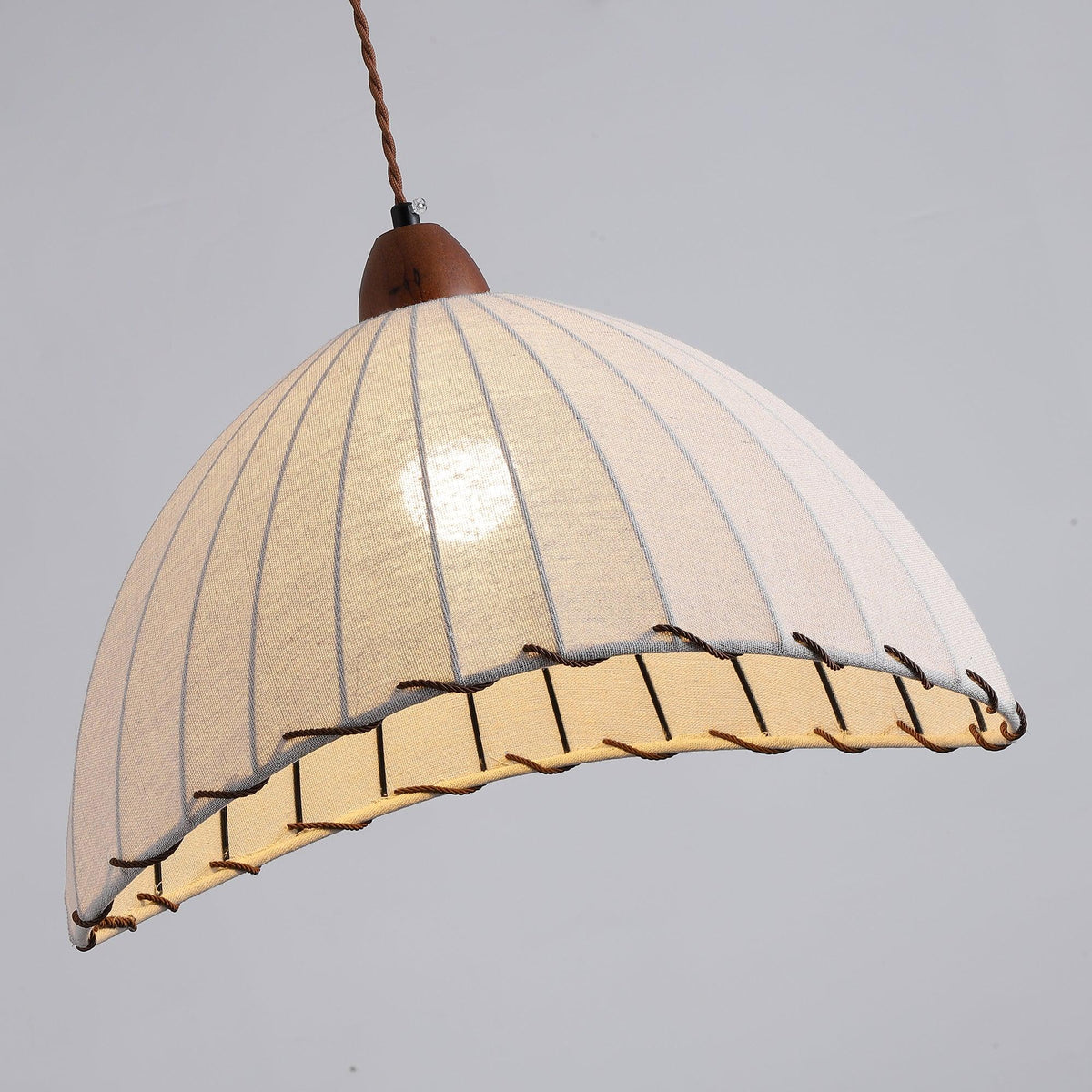 Stoffen koepelplafondlamp wit 14 inch geribbelde schulprand hanglamp voor eetkamer slaapkamer verstelbare hoogte vintage modern E26 fitting | Thomler
