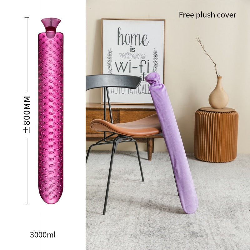Extra-Long Hot Water Bottle with Thermal Cover for Full-Body Warmth