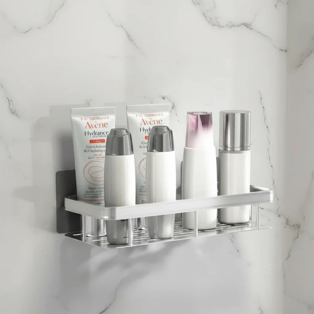 Wall-Mounted Corner Organizer Rack ABS Adhesive No-Drill Bathroom Caddy Triangle Rectangle Shape Holds Shampoo Soap Toiletries for Small Spa | Thomler