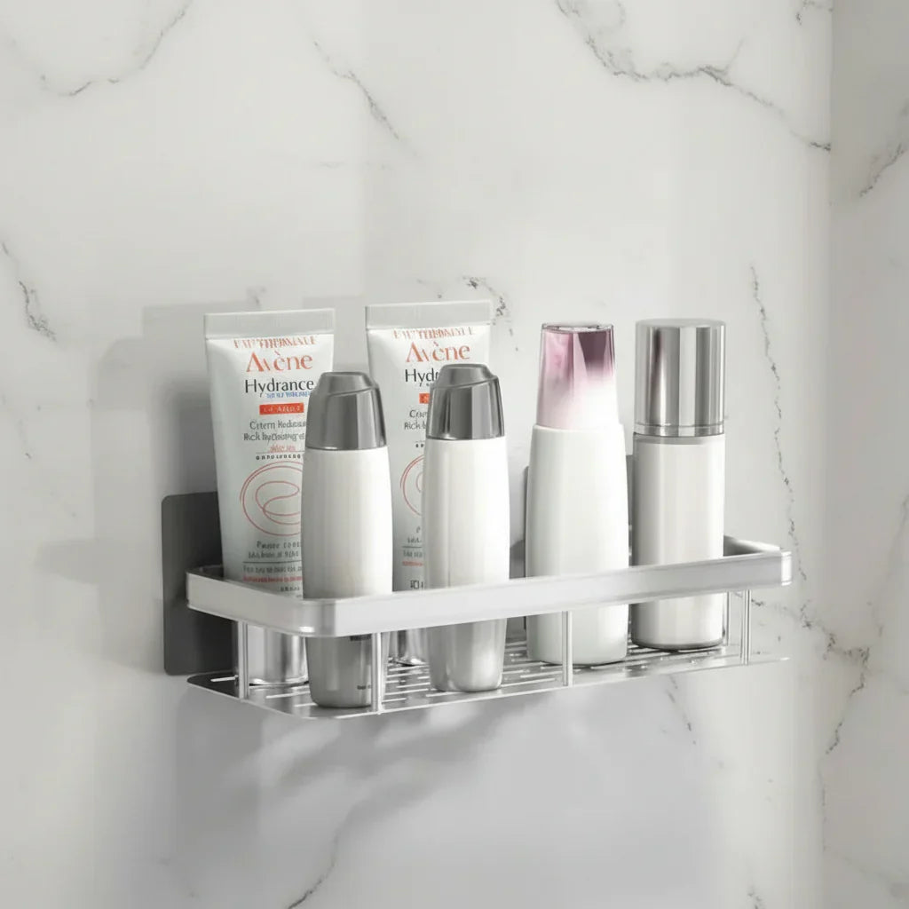 Wall Mount Adhesive Shower Caddy Corner Organizer – No-Drill Waterproof Storage Rack for Bathroom, Toilet & Sink – ABS & Steel in Black or S | Thomler