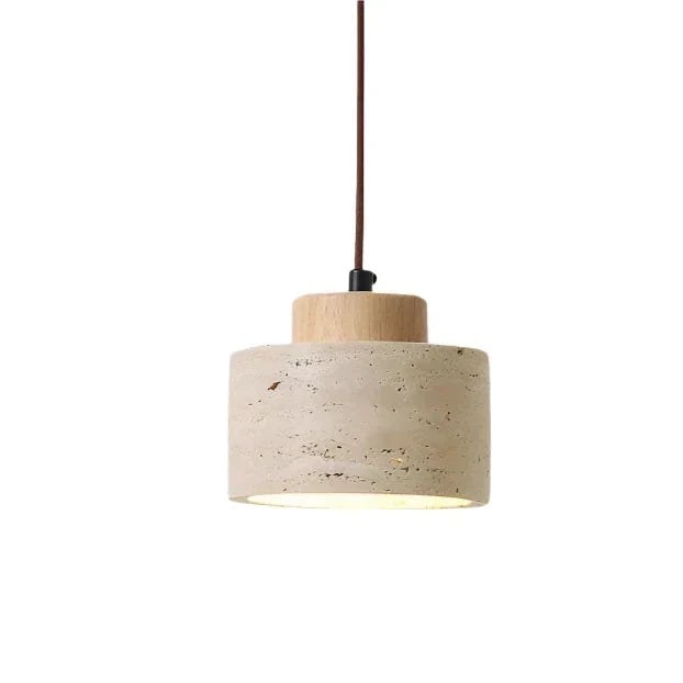 Natural Stone Hanging Lamp 6.5 Inch Travertine Shade Soft Warm Glow Overhead Fixture Bedroom Bedside Accent Nordic Minimalist Design | Thomler