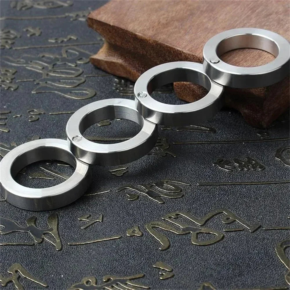 Tactisch noodring zelfverdedigingsmiddel zilverkleurige metalen vingerbeschermer discrete bescherming voor dagelijks gebruik compacte veiligheidsring voor dames en heren | Thomler
