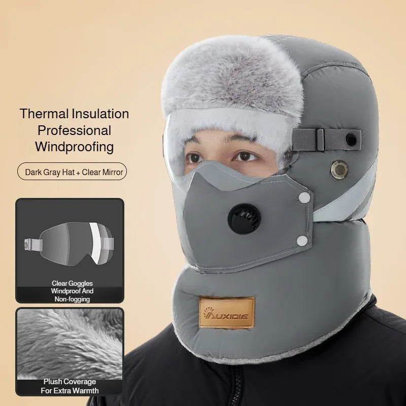 Full-Face Insulated Winter Balaclava with Detachable Shield & Windproof Design for Skiing & Cold Weather