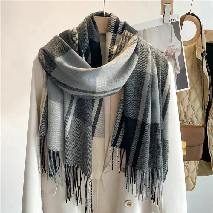 Kariertes Quadrat-Halstuch für Damen – Weicher Winter-Schal 89 x 89 cm, Hals-Accessoire für kaltes Wetter & Layering-Outfits