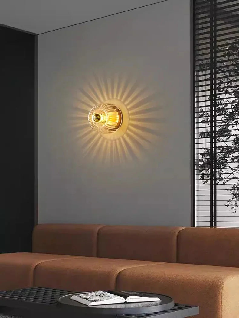 E14 Glass Sconce for Bedrooms, Hallways & Living Rooms – 6.3 in Minimalist Indoor Accent Fixture with Metal Frame & Rotary Switch for Modern | Thomler