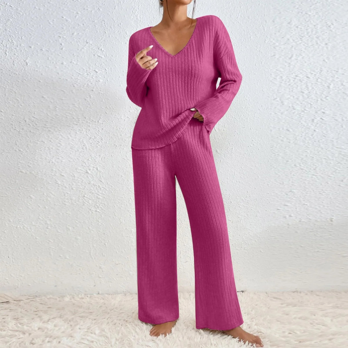 Conjunto de estar de punto acanalado Evangeline