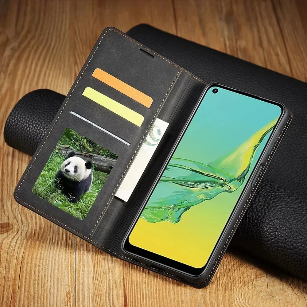 Magnetische lederen portemonneehoes voor Samsung Galaxy met kaartsleuven & flipcover | Premium folio-bescherming voor Galaxy S24 Ultra S23 S22 S21 S20