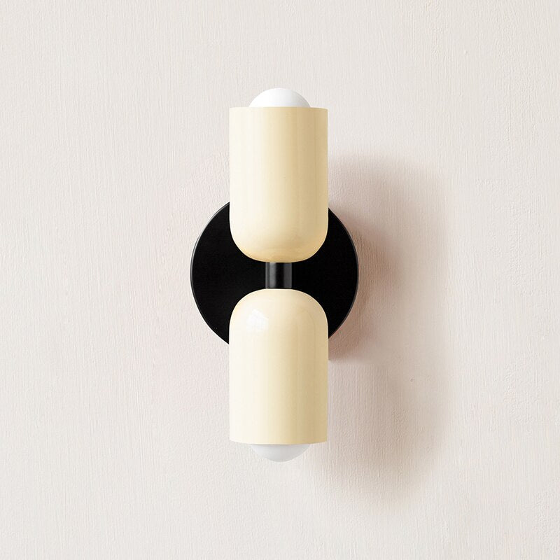 Mondgeblazen glazen wandlamp, meerkleurige kap, metalen voet, voor vaste aansluiting of met stekker, voor woonkamer, slaapkamer, hal, modern, hedendaags | Thomler