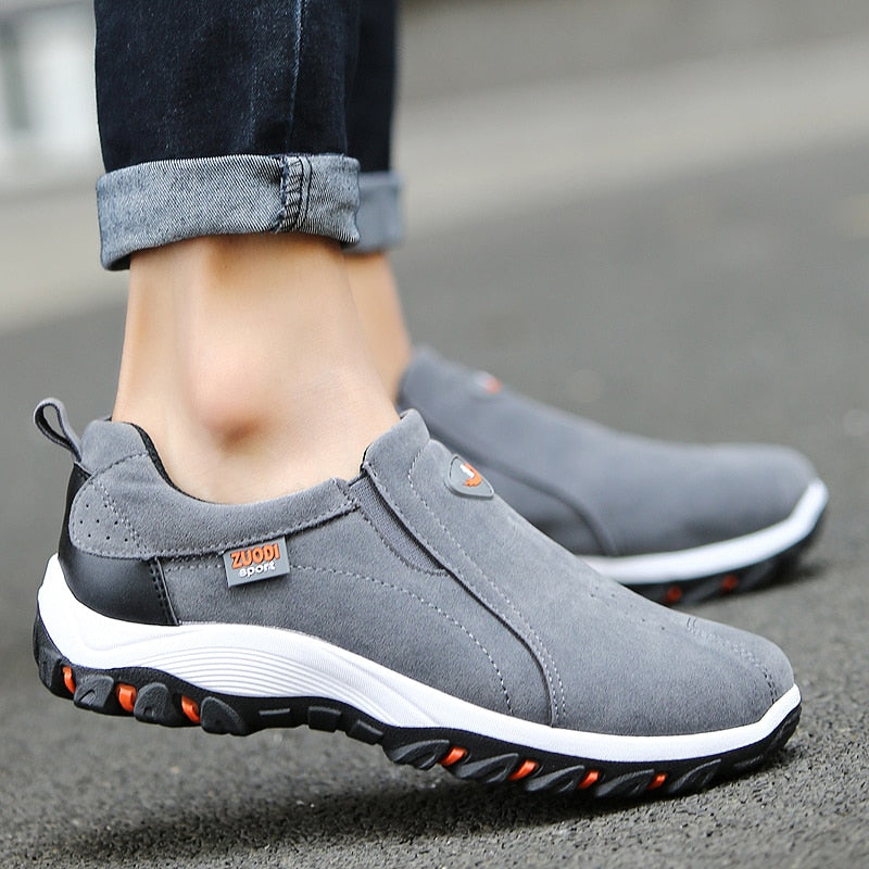 Men's Slip-On Hiking Shoes with High-Traction Sole - Rugged Outdoor Walking Sneakers for Trails & Travel