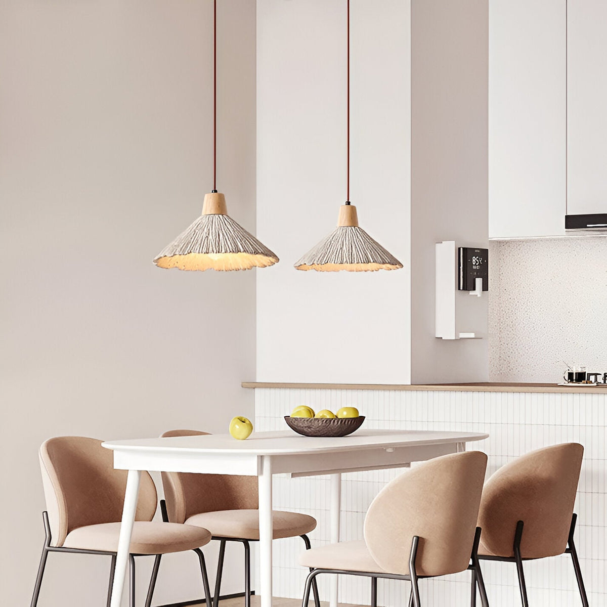 Crème-kleurige betonnen hanglamp 14 inch sculpturale keukeneiland pendellamp koepellamp bedraad moderne boerderij eetkamer plafondlamp | Thomler
