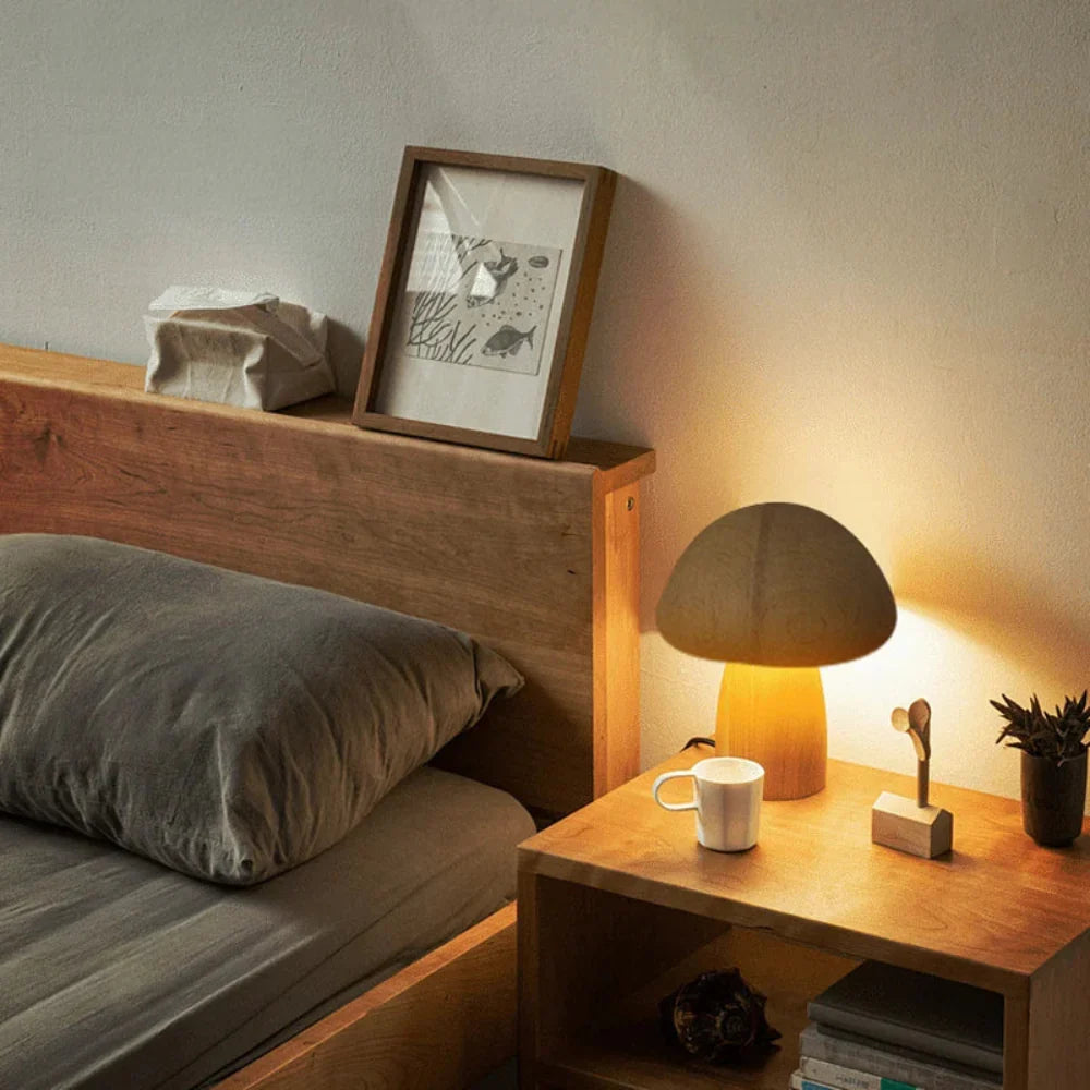 Kabelloses Nachttischlicht aus Holz, wiederaufladbar per USB, 8-Zoll-LED-Würfellampe, dimmbar, für Nachttische, Schreibtische und Wohnzimmer | Thomler