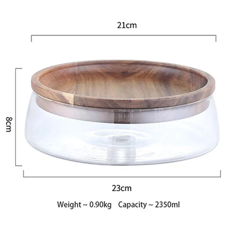 Glass Canister Set with Acacia Wood Lid for Kitchen Countertop Storage Dry Goods Snacks Pantry Organization | Thomler