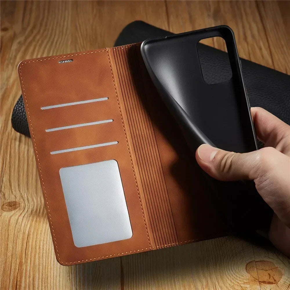 Magnetische lederen portemonneehoes voor Samsung Galaxy met kaartsleuven & flipcover | Premium folio-bescherming voor Galaxy S24 Ultra S23 S22 S21 S20