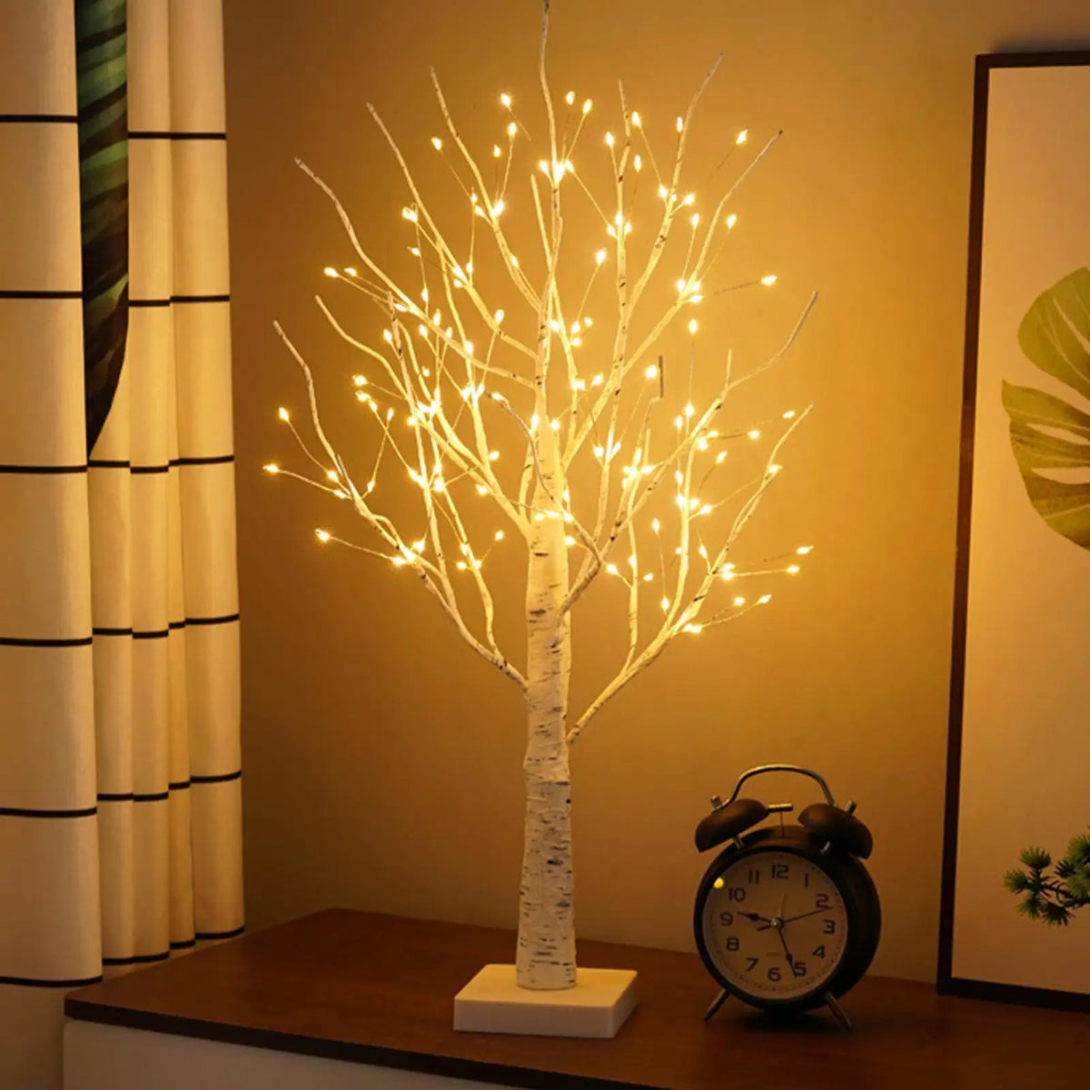 USB Rechargeable LED Birch Tree Accent Lamp 23 Inches Tall White Natural Wood Finish for Nightstand Desk Bedroom Living Room Office Ambient | Thomler