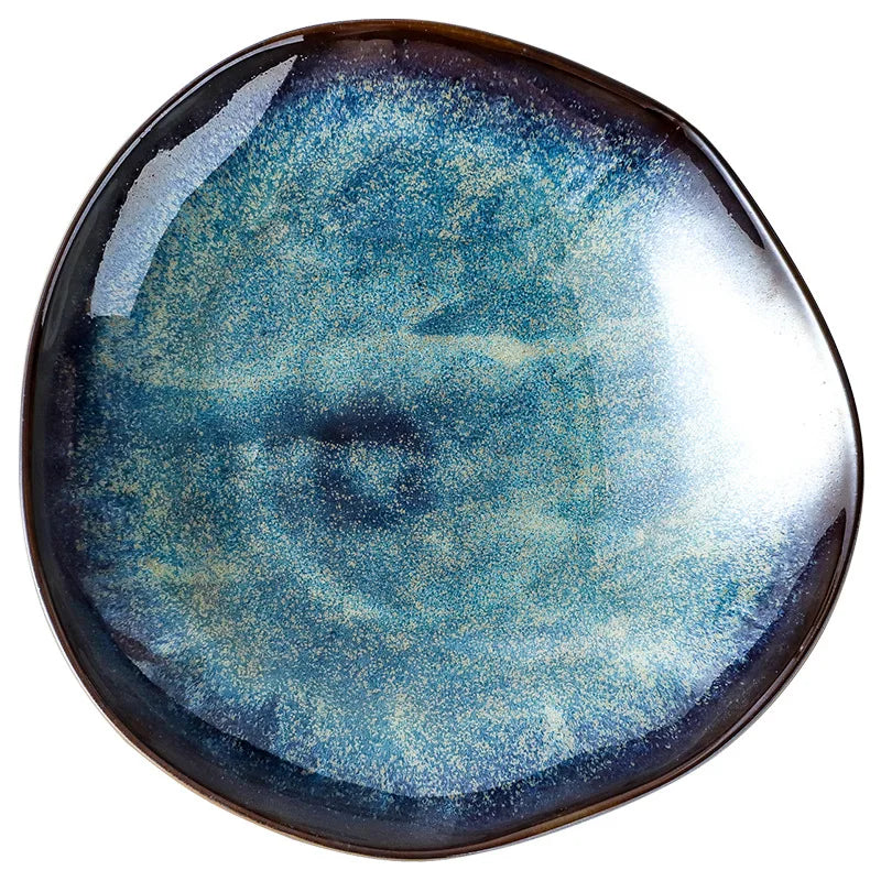 Juego de vajilla de porcelana de 11 piezas, color azul agua, platos y tazones, servicio para 4, vajilla de cocina completa para cenas familiares y entretenimiento, apta para microondas y lavavajillas | Thomler