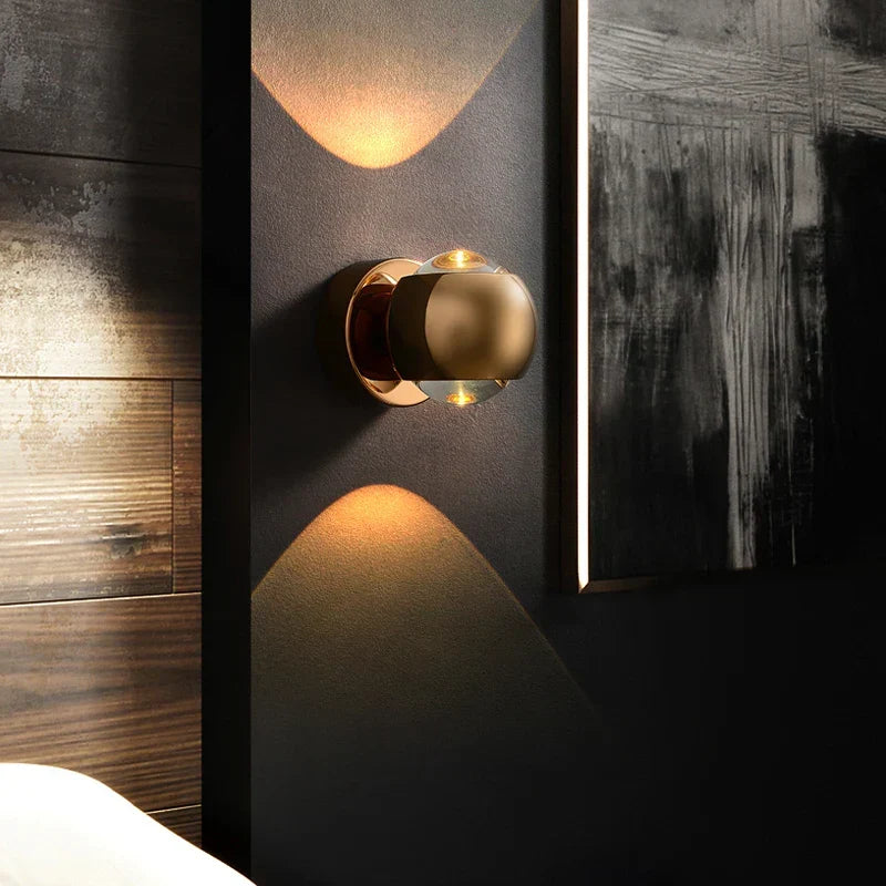 Hedendaagse koperen led-wandlamp, up-down licht voor hal, gang, slaapkamer, badkamer, goud, zwart, chroom | Thomler