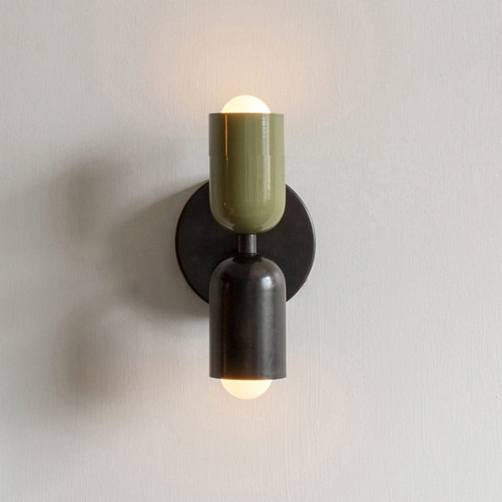 Mondgeblazen glazen wandlamp, meerkleurige kap, metalen voet, voor vaste aansluiting of met stekker, voor woonkamer, slaapkamer, hal, modern, hedendaags | Thomler