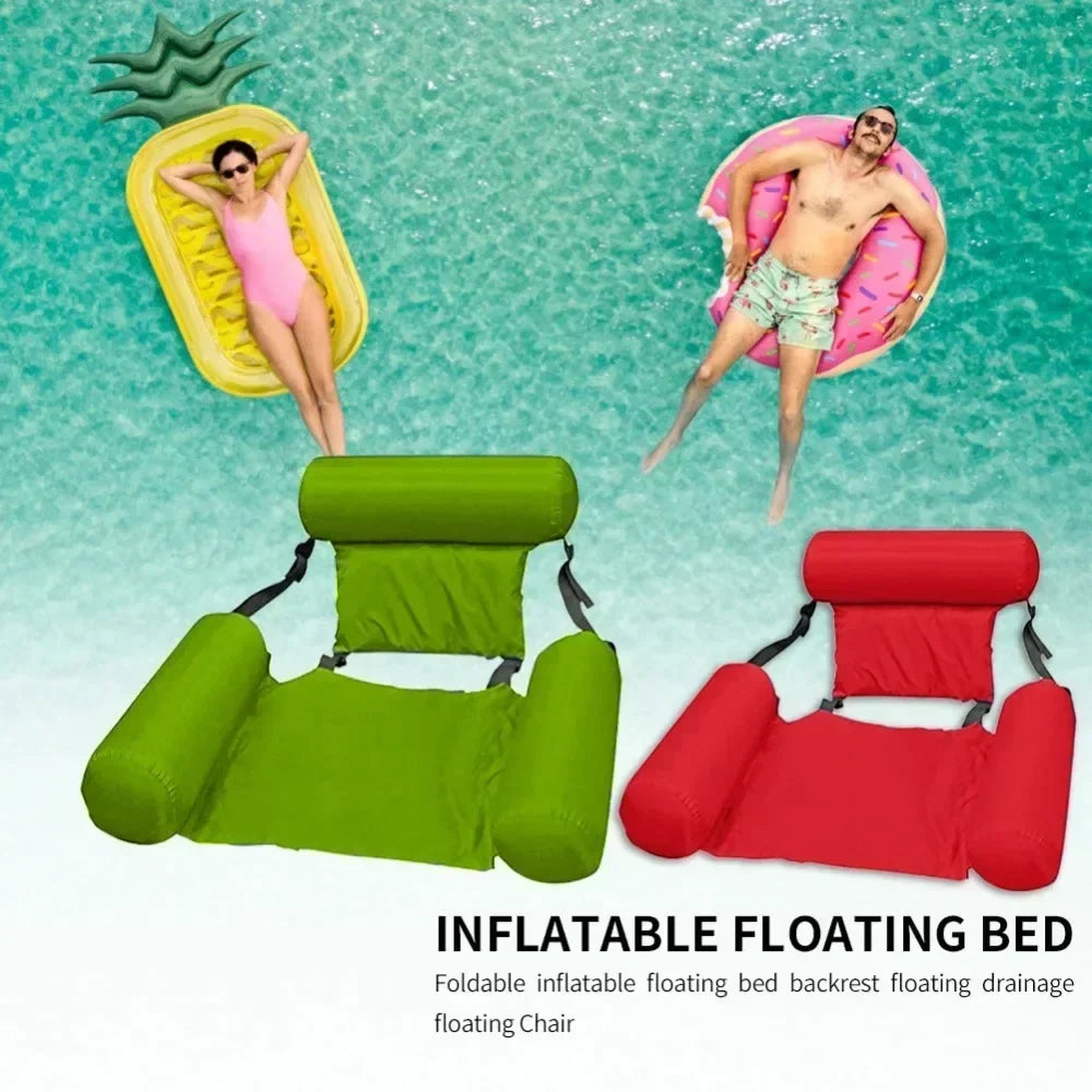Inflatable Pool Lounger with Backrest – Floating Water Chair for Pool, Lake & Beach