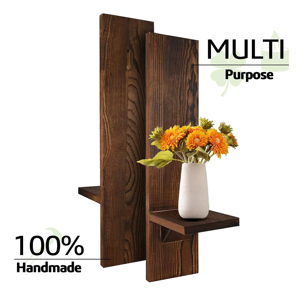 Handgefertigtes Wandleuchter-Paar aus Holz für stimmungsvolles Kerzenlicht – 38 cm vertikale Wandmontage für Wohnzimmer, Schlafzimmer, Terrassen & Eingangsbereiche | Thomler
