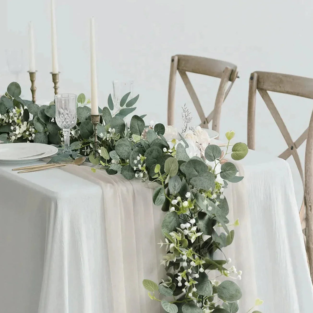 Artificial Eucalyptus Garland 70-Inch Greenery Strand Set of 2 for Mantel Staircase Wedding Party Home Decoration | Thomler