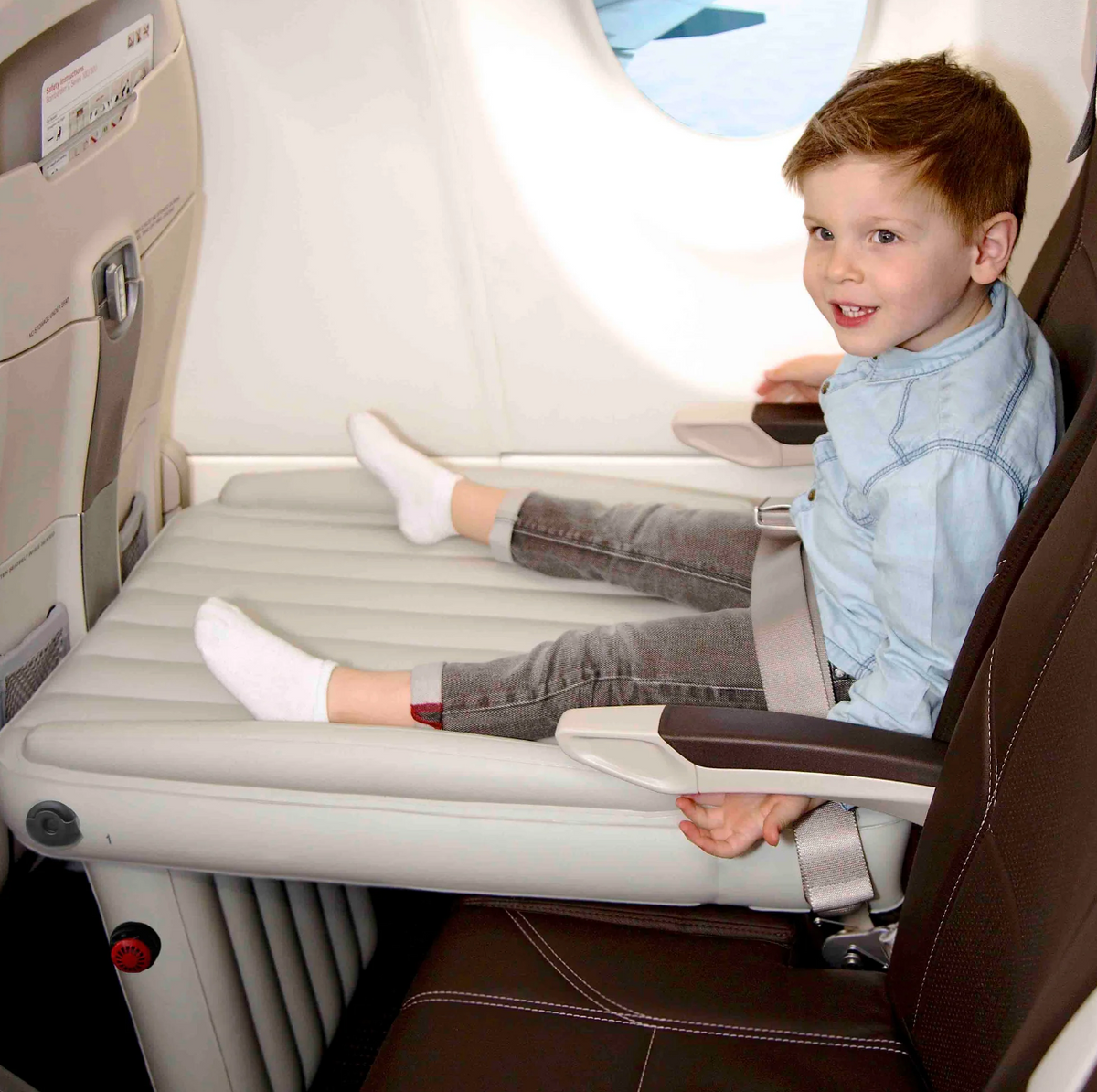 Aufblasbares Flugzeug-Reisekissen für Kinder, PVC-Fußstütze, Schlafunterlage für Kleinkinder, 89 x 46 cm, Handgepäck für Familienurlaub und Langstreckenflüge, Komfort | Thomler