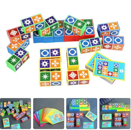 Muster-Legespiel für Kinder – Lernpuzzle mit 20 Bausteinen & 60 Aufgabenkarten für Kinder ab 3 Jahren | Thomler