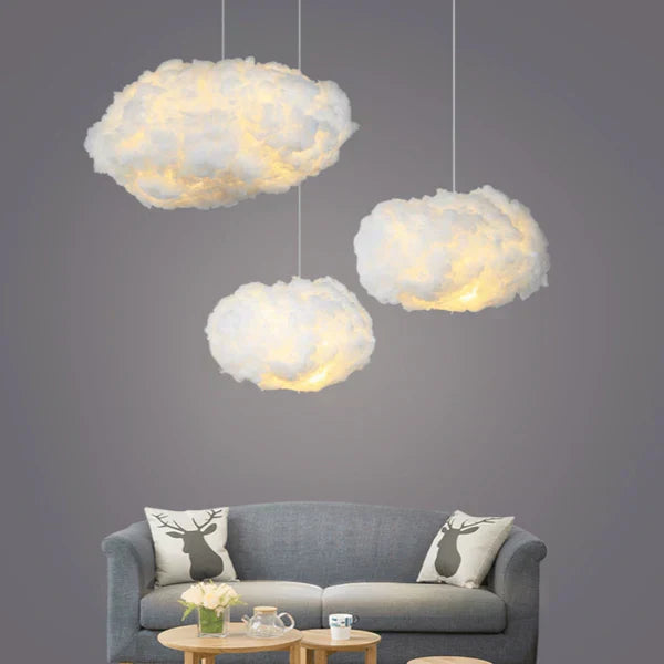 Lámpara colgante de nube esponjosa de 16 pulgadas, luz de techo de algodón blanco para habitación infantil, guardería o dormitorio, lámpara LED de techo con luz suave y cálida | Thomler