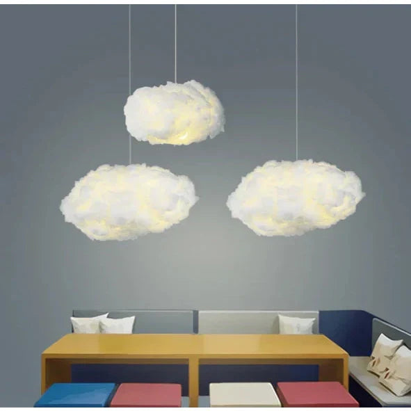 Lámpara colgante de nube esponjosa de 16 pulgadas, luz de techo de algodón blanco para habitación infantil, guardería o dormitorio, lámpara LED de techo con luz suave y cálida | Thomler