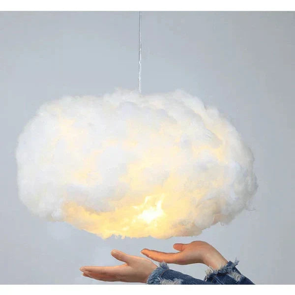 Lámpara colgante de nube esponjosa de 16 pulgadas, luz de techo de algodón blanco para habitación infantil, guardería o dormitorio, lámpara LED de techo con luz suave y cálida | Thomler