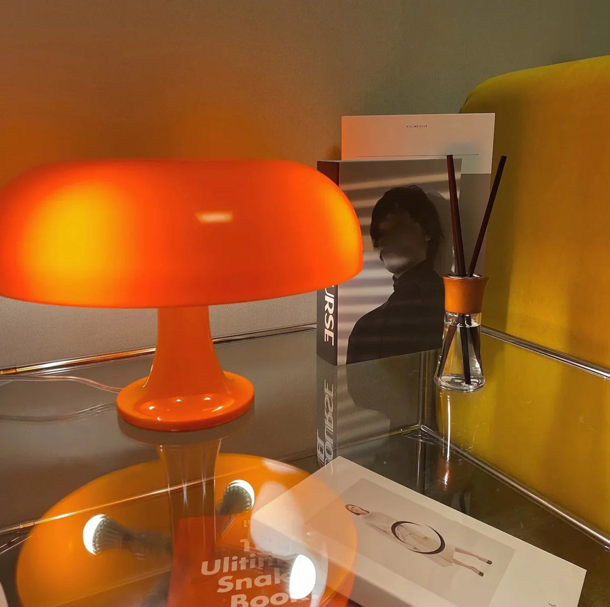 Paddenstoel Nachtkastlamp 28 cm hoog oranje accentlamp voor slaapkamer bureau bedleeslamp modern retro koepelvorm zachte gloed kleine ruimte L | Thomler