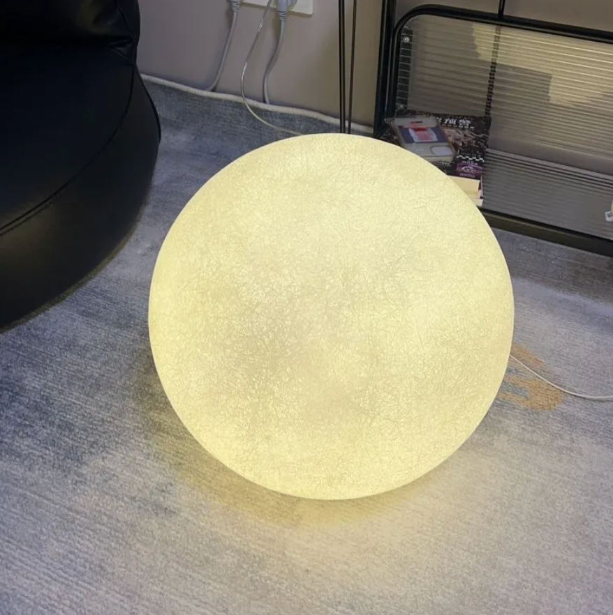 Standing Lamp with 16 in Moon Sphere Adjustable Glow White Acrylic LED for Bedroom Living Room Den Office Space Warm Ambient Lighting | Thomler
