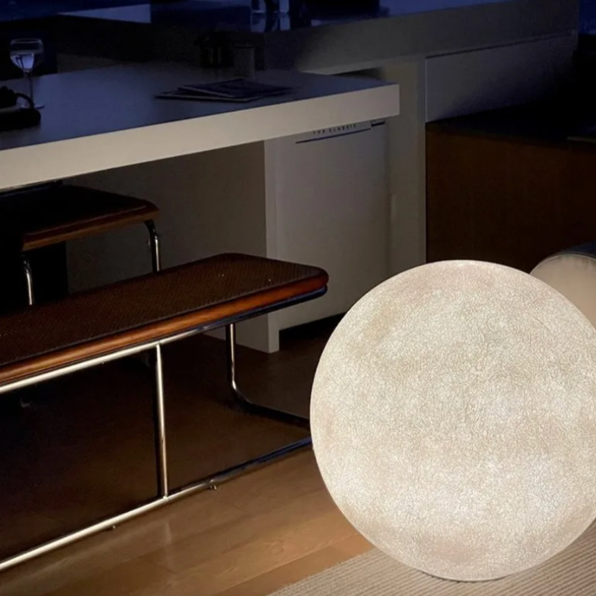 Standing Lamp with 16 in Moon Sphere Adjustable Glow White Acrylic LED for Bedroom Living Room Den Office Space Warm Ambient Lighting | Thomler