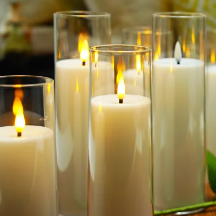Battery-Operated LED Pillar Candles with Remote Control and Timer - 9-Piece Decorative Light Set for Living Room, Bedroom, and Dining Table | Thomler