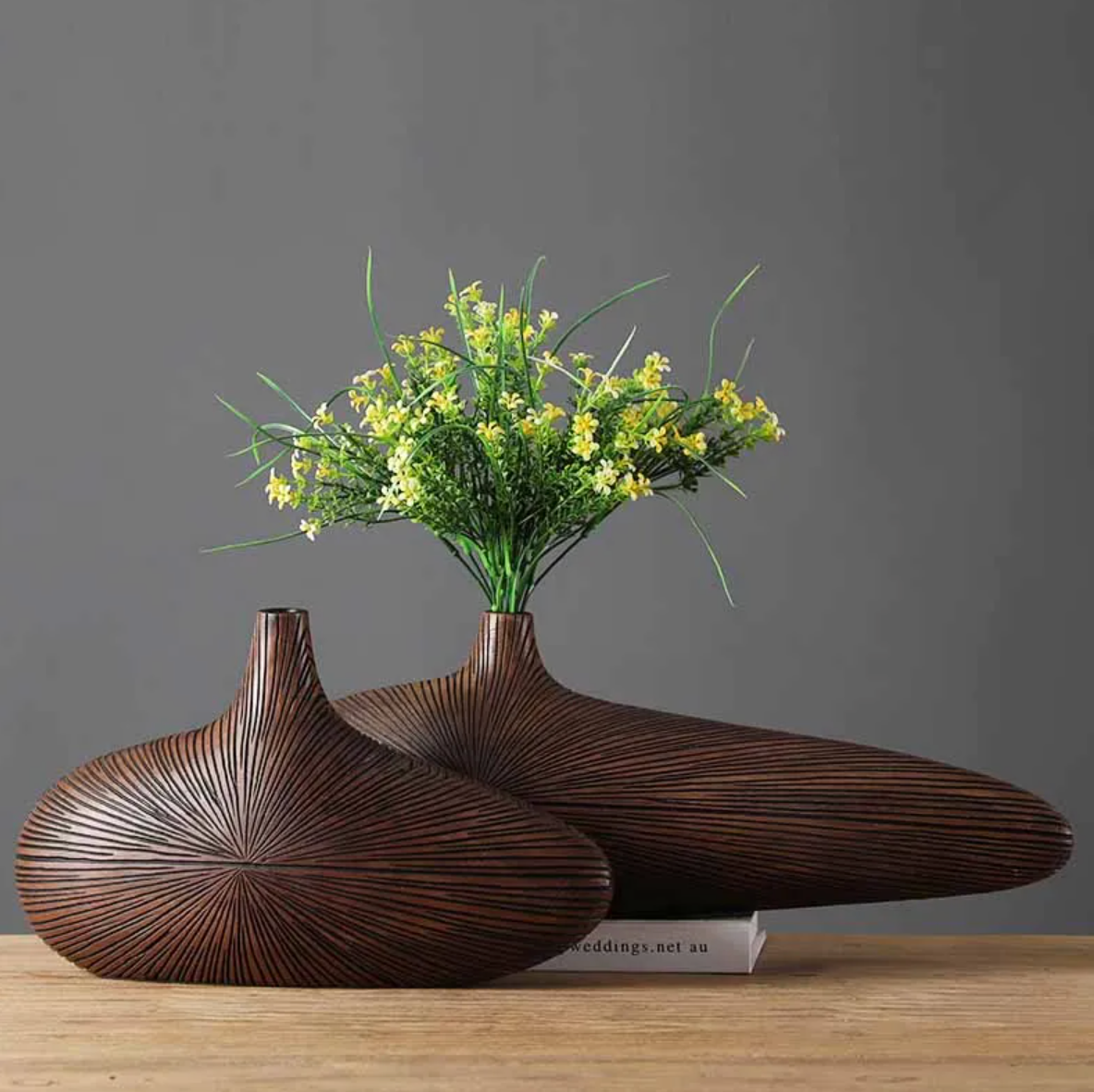 Sculptural Faux-Wood Vase for Floral Displays & Statement Décor, Medium 14 in & Large 20 in, Textured Organic Design for Living Room, Bedroo | Thomler